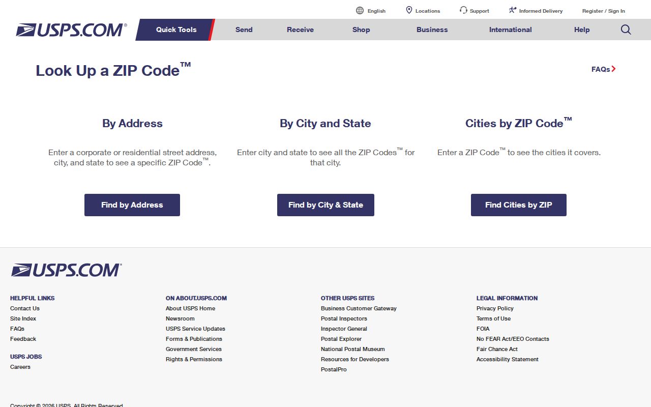 Arnold ZIP code directory USPS address lookup modes